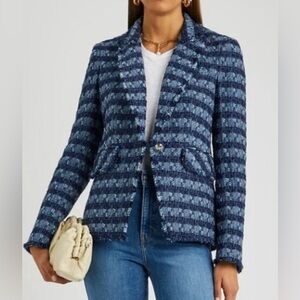 Veronica Beard Cutaway Dickey Striped Blazer Jacket